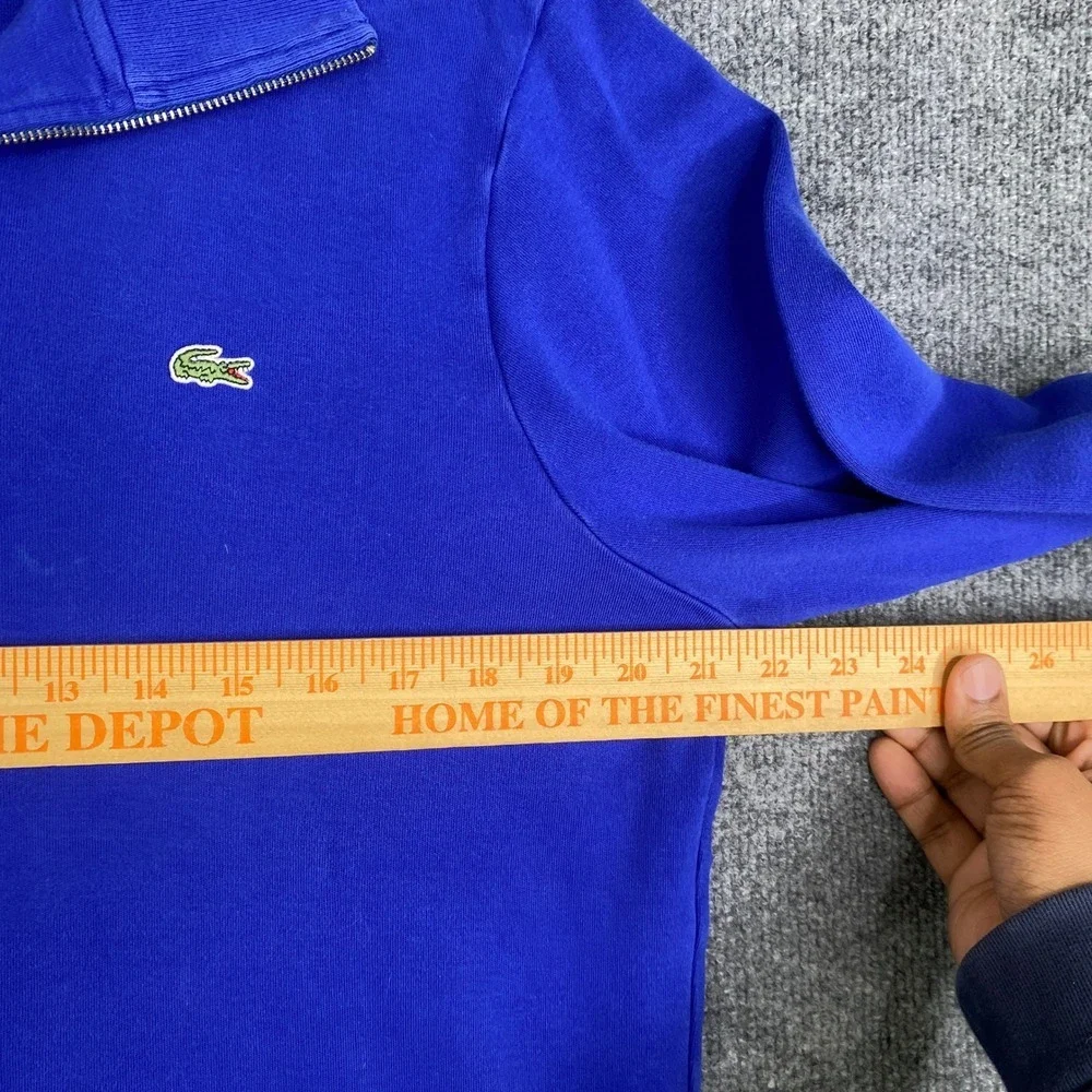 Lacoste Mens Quarter Zip Pullover Sweatshirt Blue Size 5 Large Crocodile Logo - Picture 7 of 9